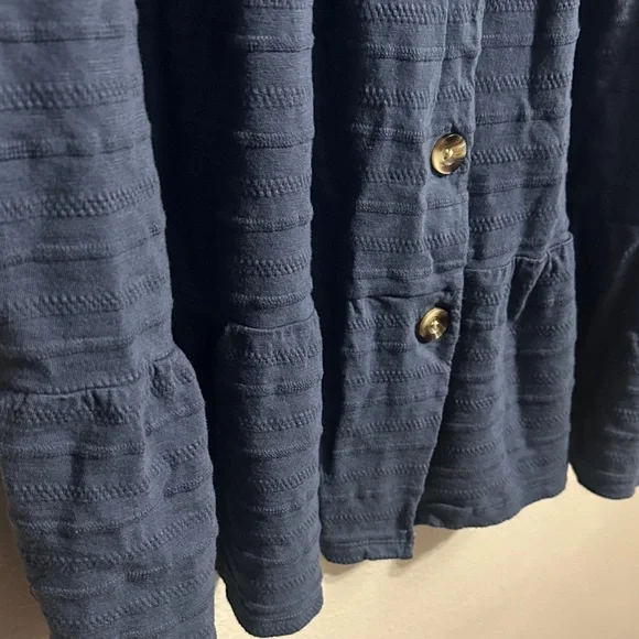 Sonoma Navy Button-Front Tiered Midi Dress - Picture 6 of 11